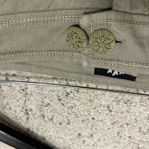 Pure Linen side 10p EUC ultra wide flair 100 percent linen pants with buttons - Picture 3 of 13